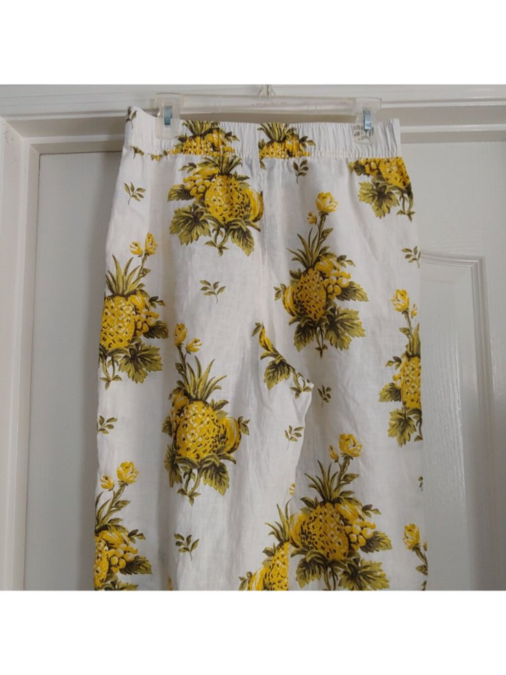 Tahari Womens Linen Pants Pineapple Print Elastic Waist Summer Beach Resort M - Picture 7 of 10